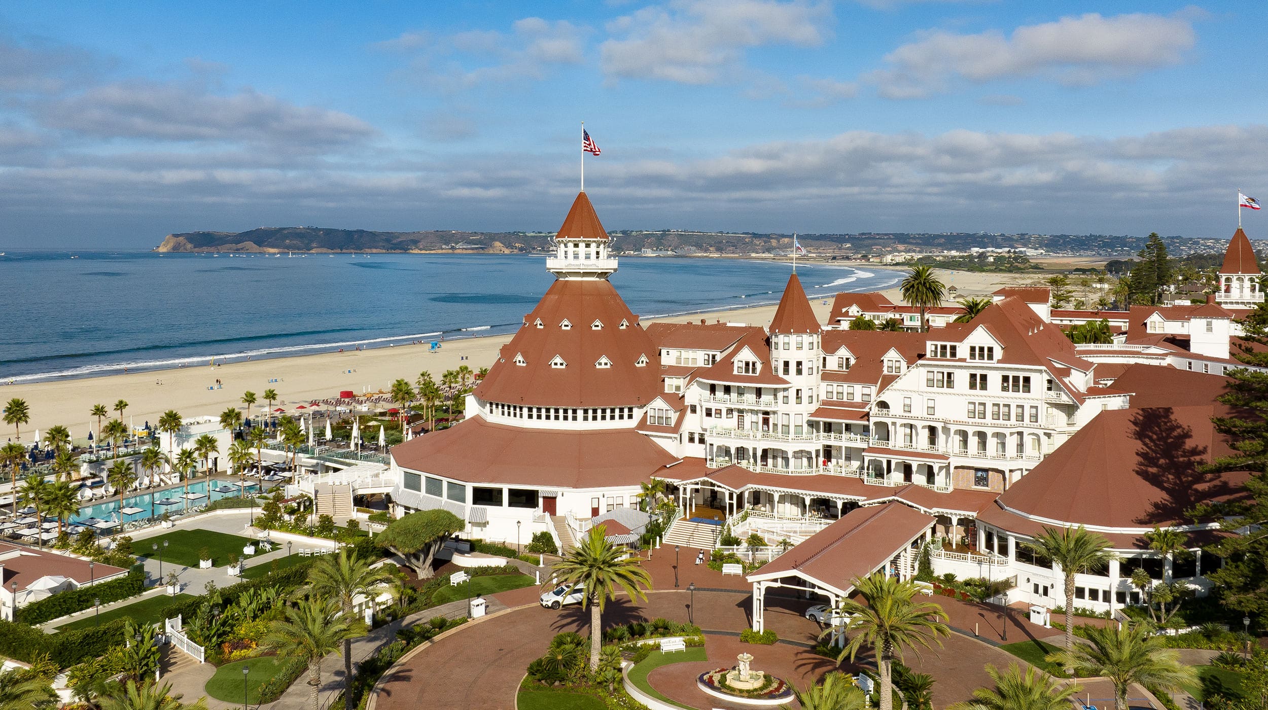 Hotel del Coronado exterior aerial