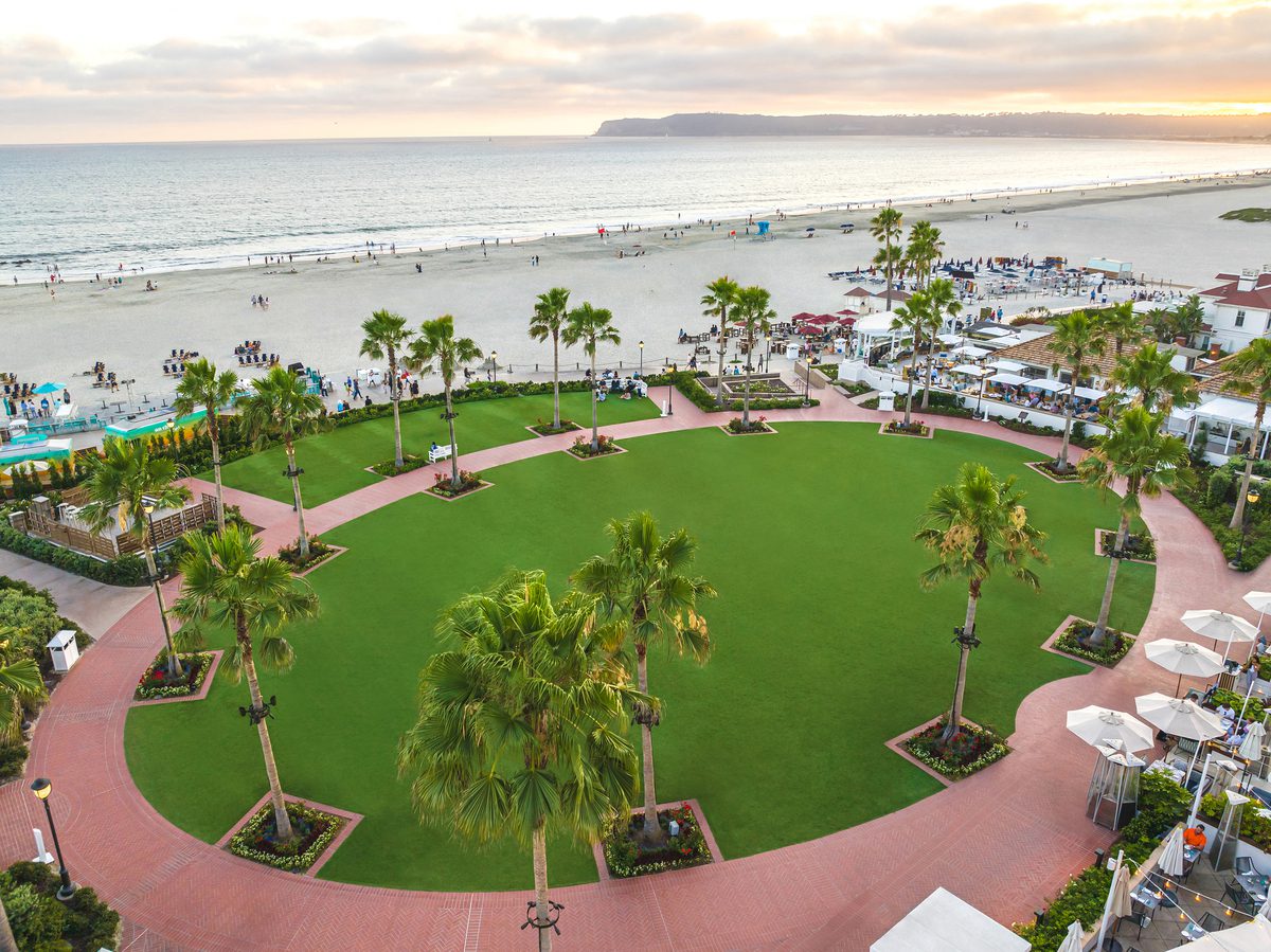 Aerial view of Windsor Lawn at sunset