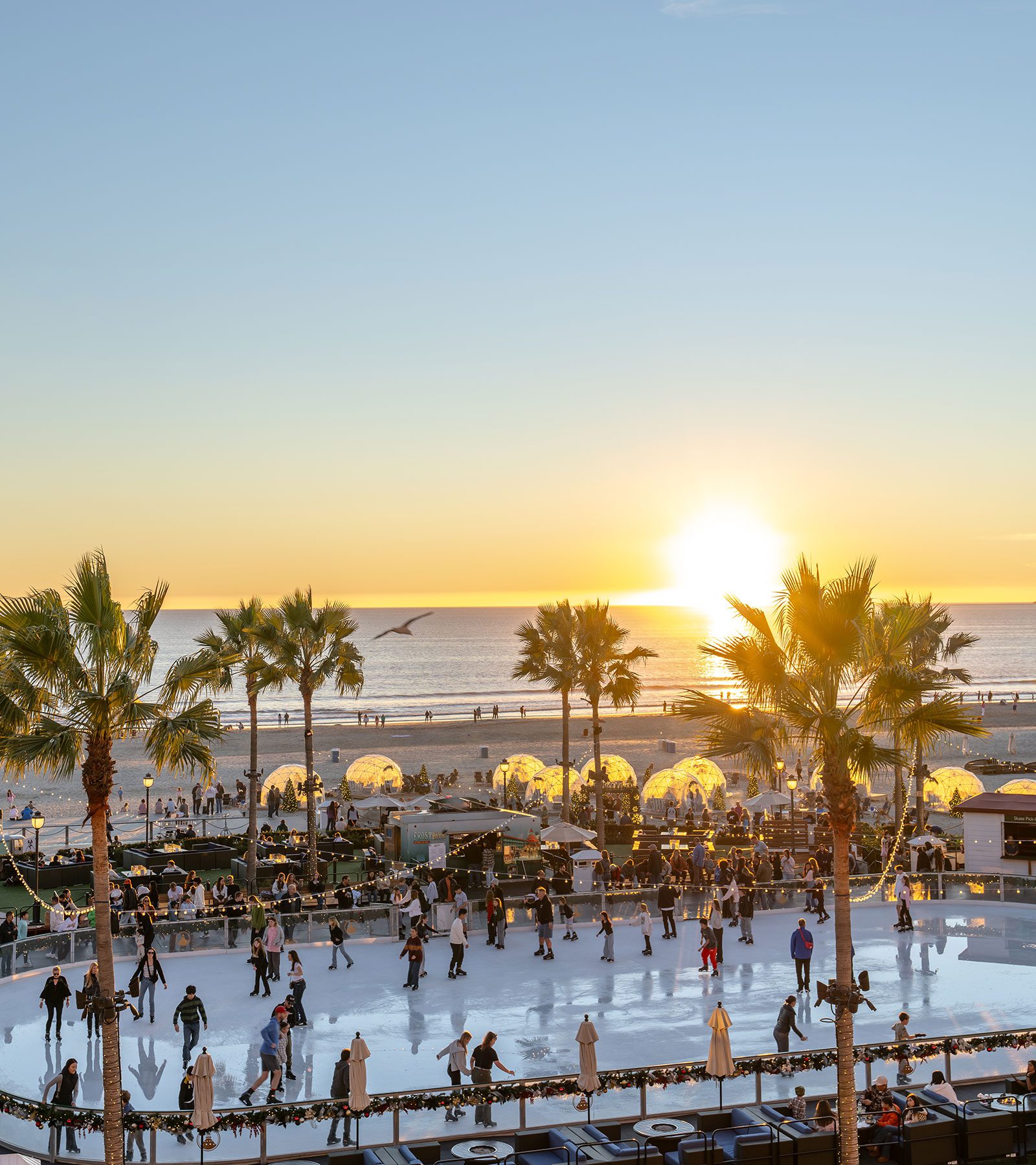 Ice Rink on the beach at sunset