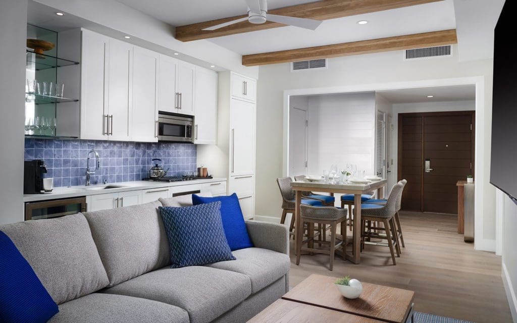 Shore House Residence living room and kitchen